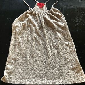 ELLE Racerback Tan Sequined Tank SZ XS